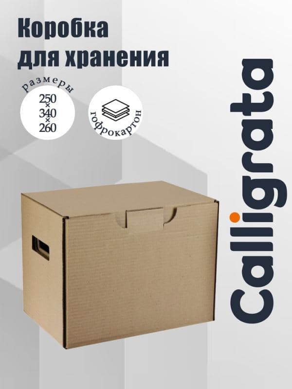 Коробка с крышкой 250×340×260 мм, Calligrata, микрогофрокартон, коричневый — фото 1