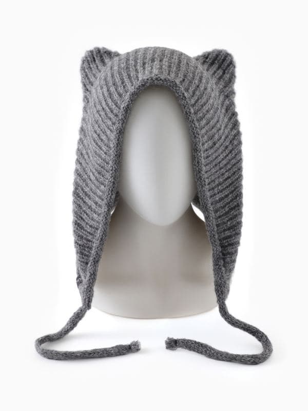Шапка чепчик с ушками пушистый женский MINAKU, размер 52-56, серый — фото 3