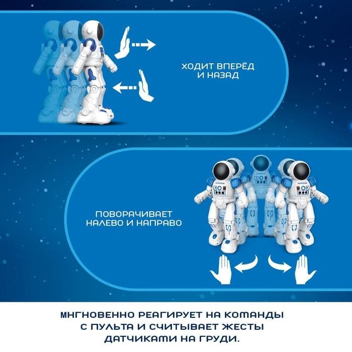 Робот радиоуправляемый «Космонавт», интерактивный, русский чип, жесты, с аккумулятором — фото 2