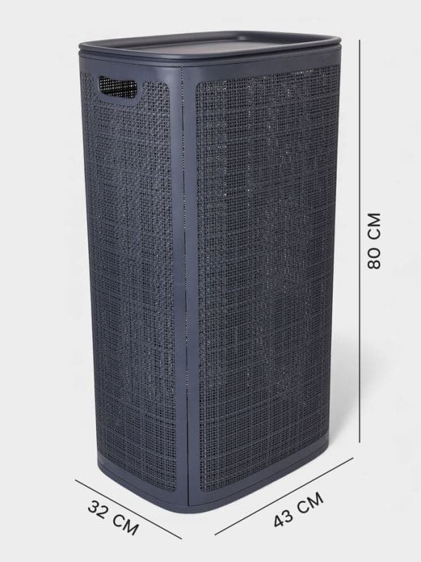Плетёная корзина для белья с крышкой «Лён», 100 л, 43×32×80 см, графит — фото 2