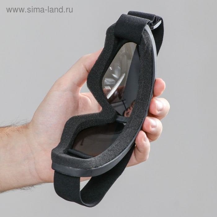 Очки для езды на мототехнике, стекло хром, чёрные — фото 3