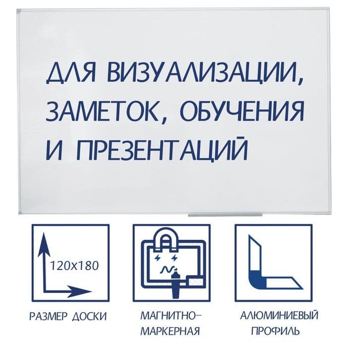 Доска магнитно-маркерная, Calligrata PREMIUM, 120×180 см, в алюминиевой рамке, с полочкой — фото 2