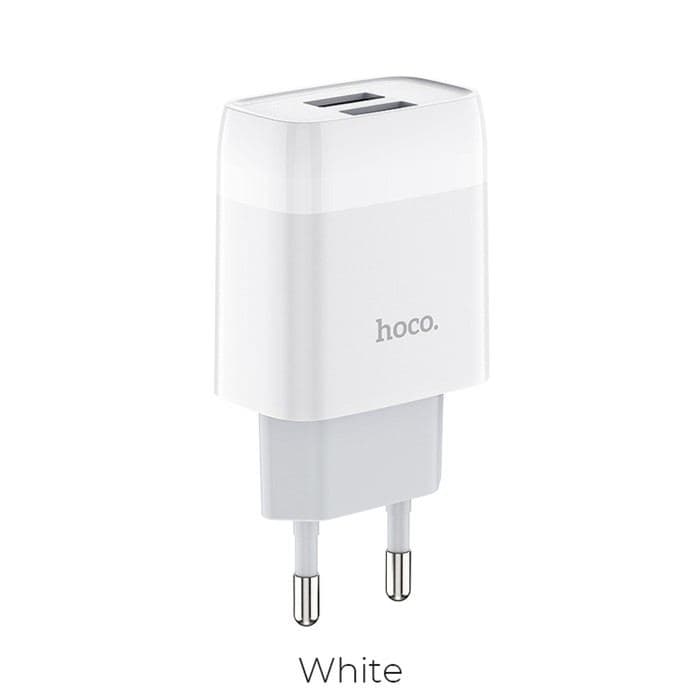 Сетевое зарядное устройство Hoco C73A, 2 USB, 2.4 А, белый — фото 2