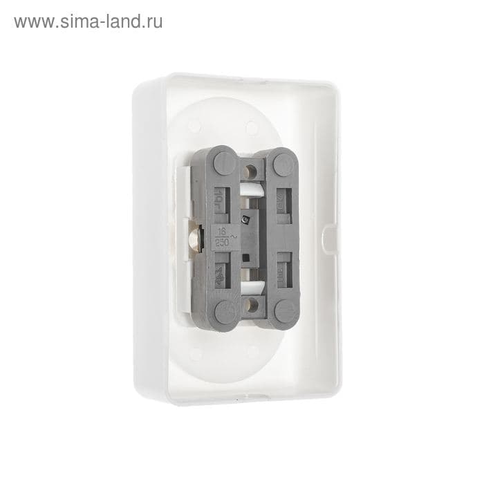 Розетка «Элект» РА 16-008, 16 А, 250 В, двухместная, открытая, белая — фото 2