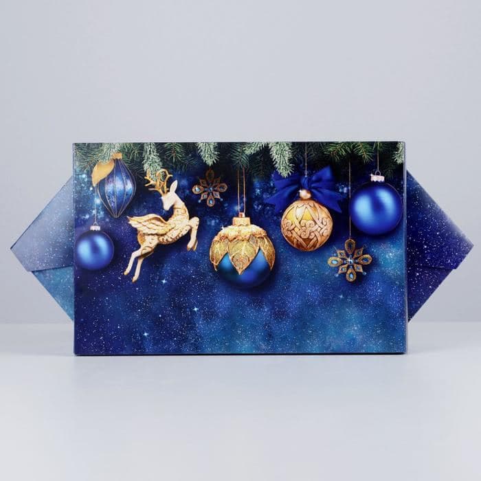 Коробка-конфета, подарочная, самосборная «Новогодние игрушки», 18×28×10 см — фото 3