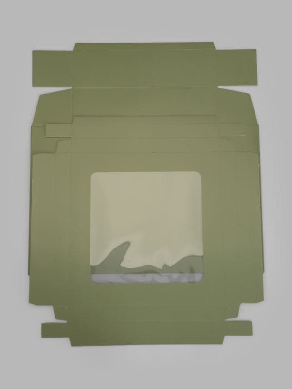 Коробка складная, крышка-дно, оливковая, с окном, 30×30×8 см — фото 4