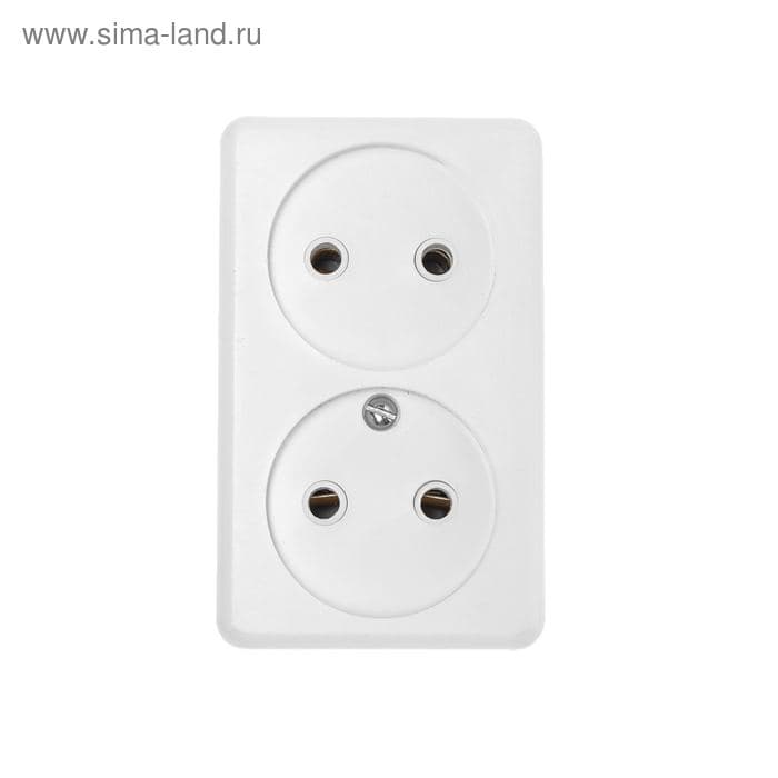 Розетка «Элект» РА 16-009, 250 В, 16 А, открытая, двухместная, с монтажной панелью, белая — фото 3