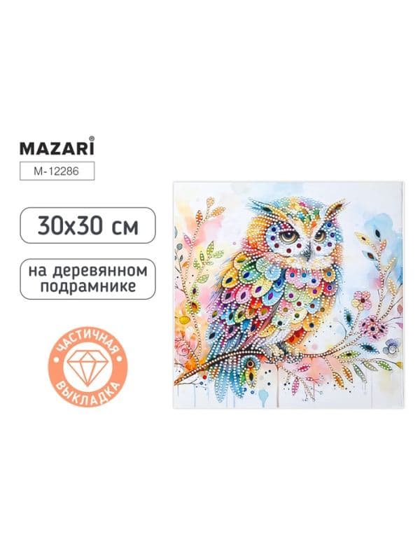 Алмазная мозаика «Сова», 30×30 см, деревянный подрамник — фото 1