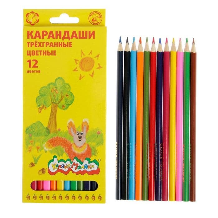 Карандаши цветные 12 цветов «Каляка-Маляка», трёхгранные — фото 3