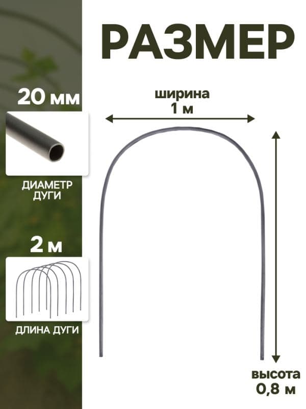 Дуги для парника, полиэтилен 2 м, d=20 мм, набор 5 шт. — фото 2