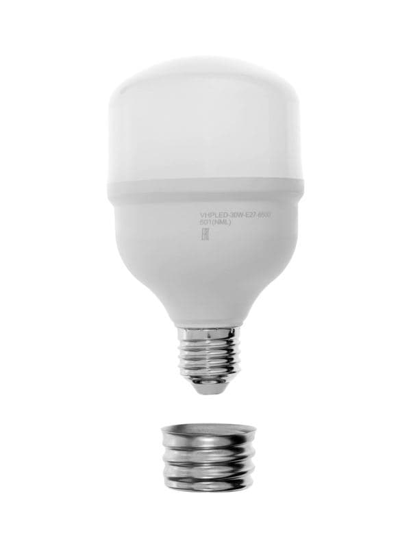 Лампа светодиодная VKL Electric, бочка, 30 Вт, E27, переходник Е40, 2850 лм, 6500K, IP20, 80×136 мм — фото 2
