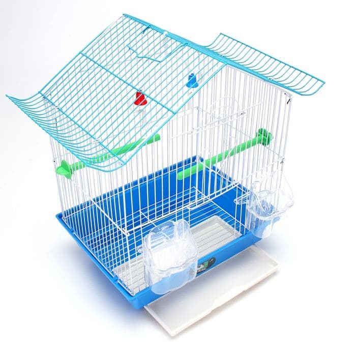 Клетка для птиц укомплектованная Bd-1/1d, 30×23×39 см, голубая — фото 4