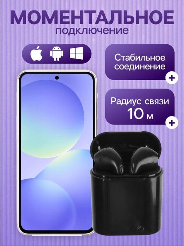 Наушники беспроводные Luazon i7-mini, TWS, вкладыши, Bluetooth 5.0, 40/350 мАч глянцевые — фото 2