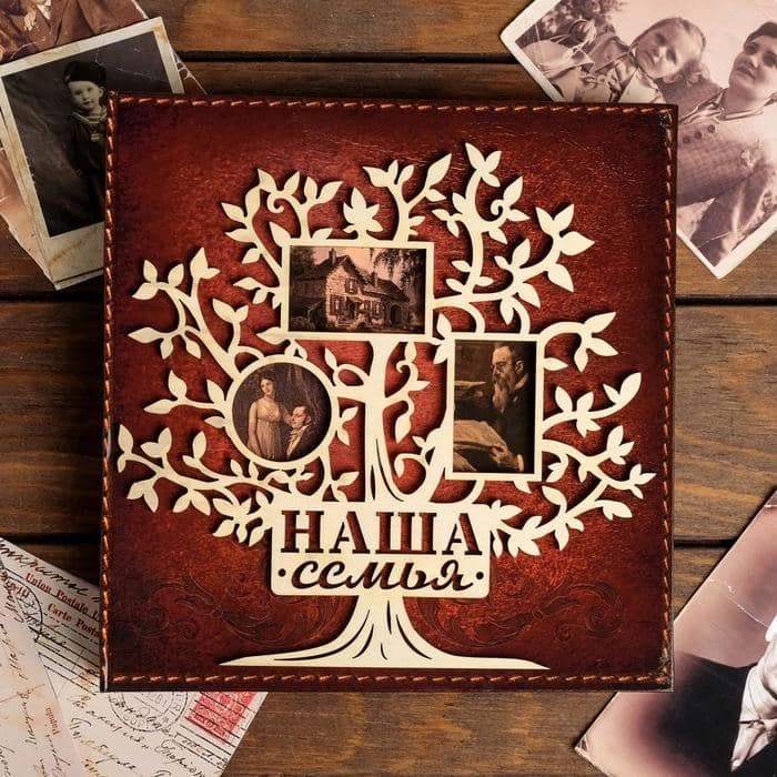 Родословная книга «Наша семья», с деревянным элементом, 84 страницы, 24.5×23×4 см — фото 2