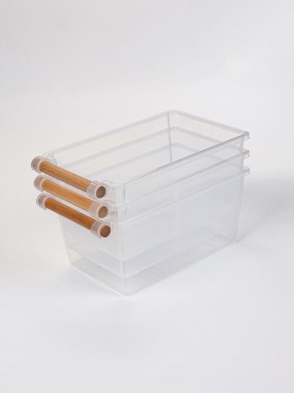 Корзины для хранения Wood Fusion, набор 3 шт.: 26×15.5×11.5 см, пластик, буковое дерево — фото 2