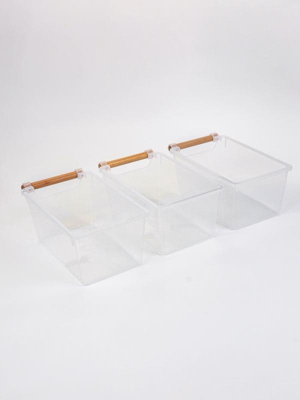 Корзины для хранения Wood Fusion, набор 3 шт.: 26×15.5×11.5 см, пластик, буковое дерево — фото 3
