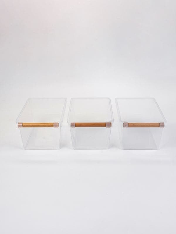 Корзины для хранения Wood Fusion, набор 3 шт.: 26×15.5×11.5 см, пластик, буковое дерево — фото 4
