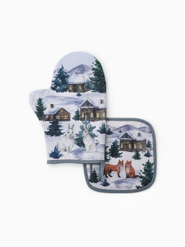 Прихватки набор 2 штуки «Этель» Forest animals, размер 20×27 см, 19×19 см — фото 3
