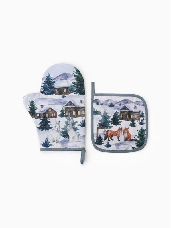 Прихватки набор 2 штуки «Этель» Forest animals, размер 20×27 см, 19×19 см — фото 4