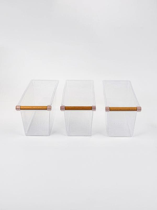 Корзины для хранения Wood Fusion, набор 3 шт.: 33×13×14 см, пластик, буковое дерево — фото 4
