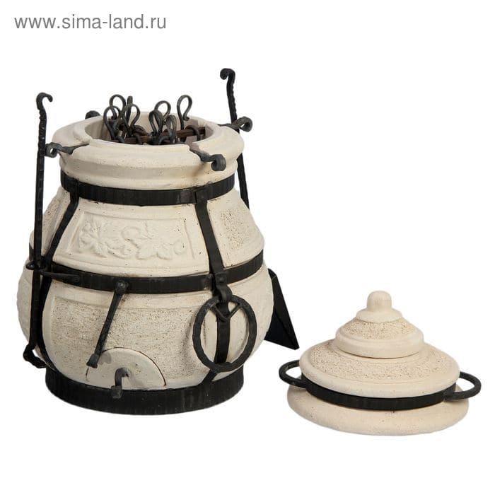 Тандыр «Сармат Кочевник», h=63 см, d=45 см, 51.8 кг, 8 шампуров, кочерга, совок, керамика — фото 3