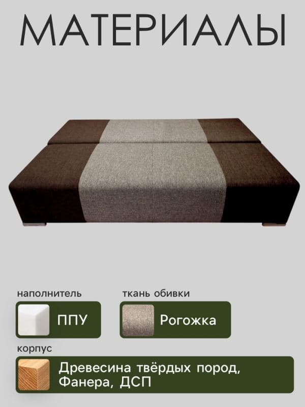 Диван прямой ROYSE, механизм еврокнижка, обивка рогожка, цвет кофе/тёмное золото — фото 3