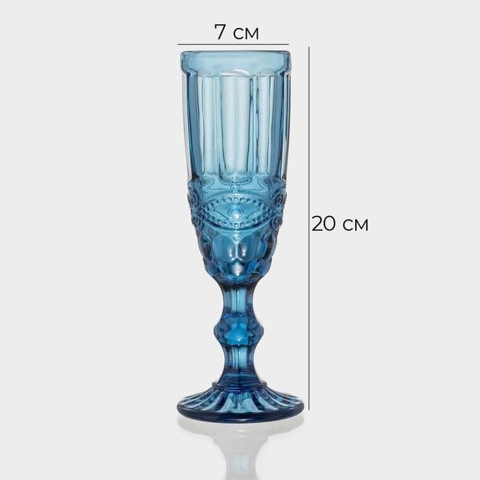 Бокалы для шампанского Magistro «Ла-Манш», 160 мл, 7×20 см, набор 2 шт., стекло, синие — фото 2