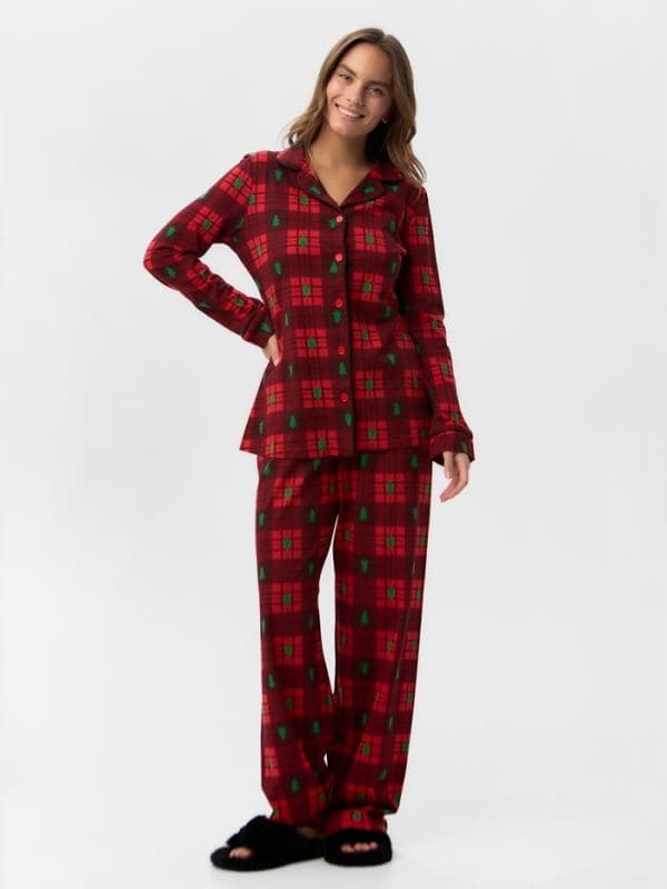 Пижама новогодняя женская: рубашка, брюки, KAFTAN Red mood, красная — фото 5