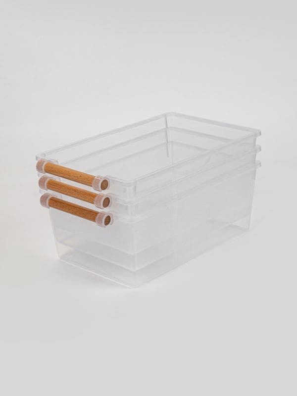 Корзины для хранения Wood Fusion, набор 3 шт.: 31.7×19.5×11.5 см, пластик, буковое дерево — фото 2
