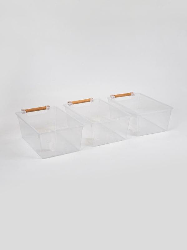 Корзины для хранения Wood Fusion, набор 3 шт.: 31.7×19.5×11.5 см, пластик, буковое дерево — фото 3