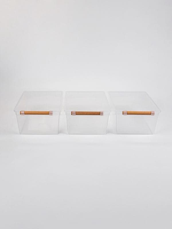 Корзины для хранения Wood Fusion, набор 3 шт.: 31.7×19.5×11.5 см, пластик, буковое дерево — фото 4