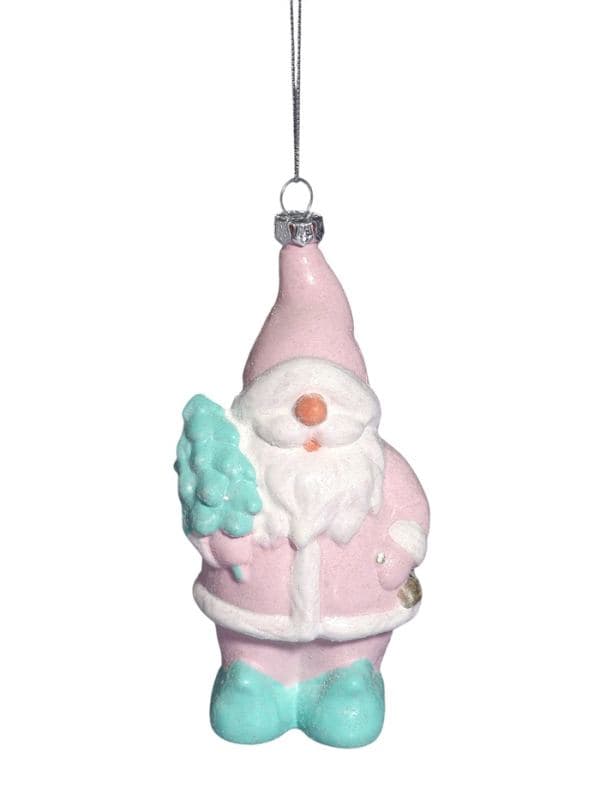 Ёлочная игрушка «Блеск праздника. Дед Мороз с ёлкой», 13.5×7.5 см, розово-зелёная — фото 2