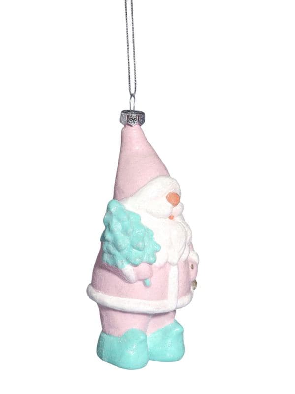 Ёлочная игрушка «Блеск праздника. Дед Мороз с ёлкой», 13.5×7.5 см, розово-зелёная — фото 3