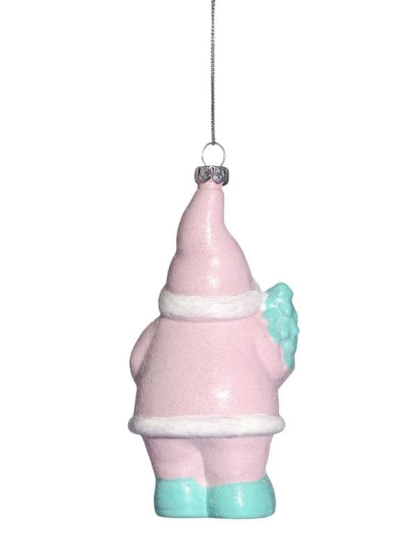 Ёлочная игрушка «Блеск праздника. Дед Мороз с ёлкой», 13.5×7.5 см, розово-зелёная — фото 4