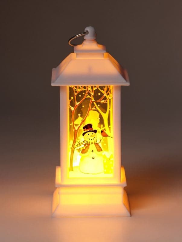 Фонарь новогодний LED «Снеговик с подарком у ёлки», 5.5×5.5×13.5 см, белый — фото 2