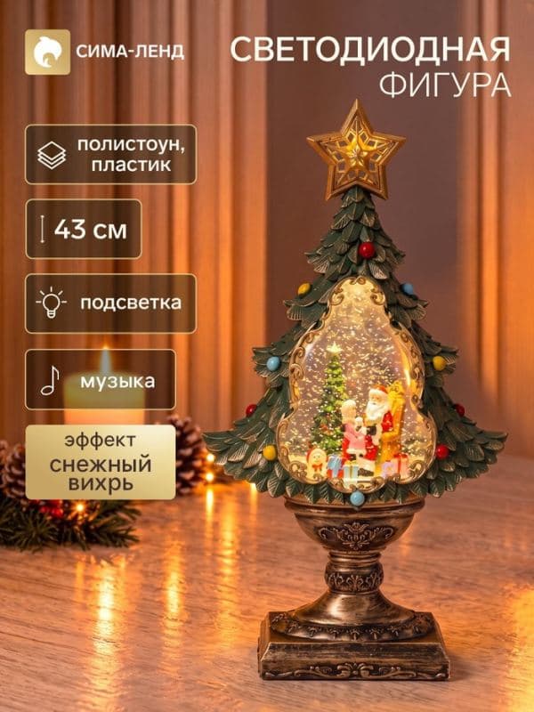 Фигура светодиодная «Ёлка новогоднее чудо» 11×25×43 см, музыка — фото 1