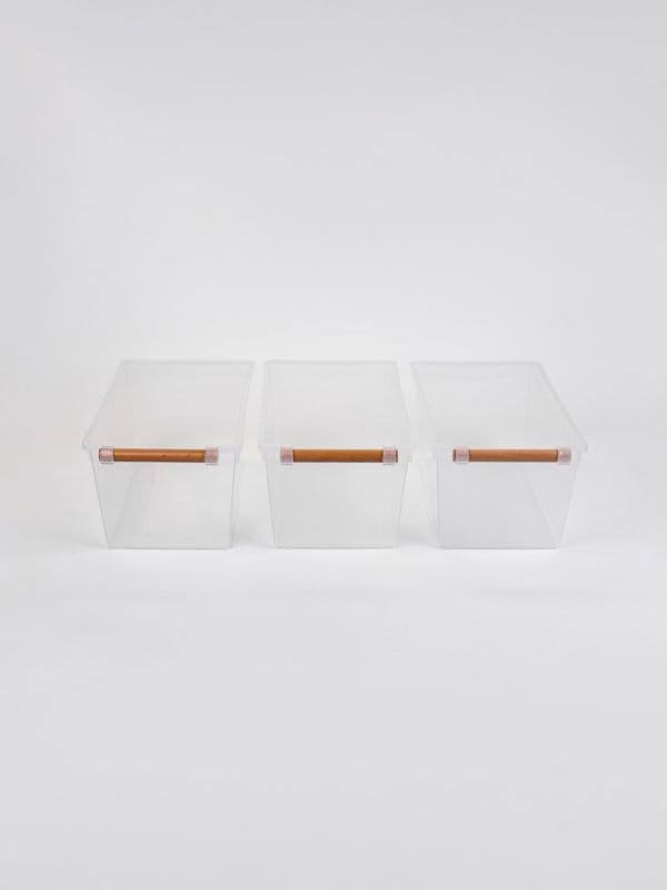 Корзины для хранения Wood Fusion, набор 3 шт.: 33×18×14 см, пластик, буковое дерево — фото 4