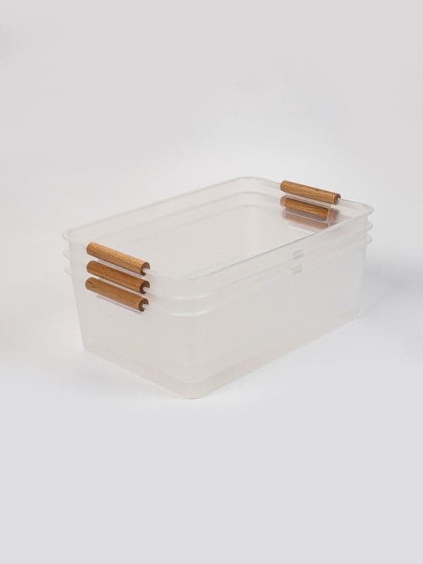 Корзины для хранения Wood Fusion, набор 3 шт.: 33×23×11 см, пластик, буковое дерево — фото 2