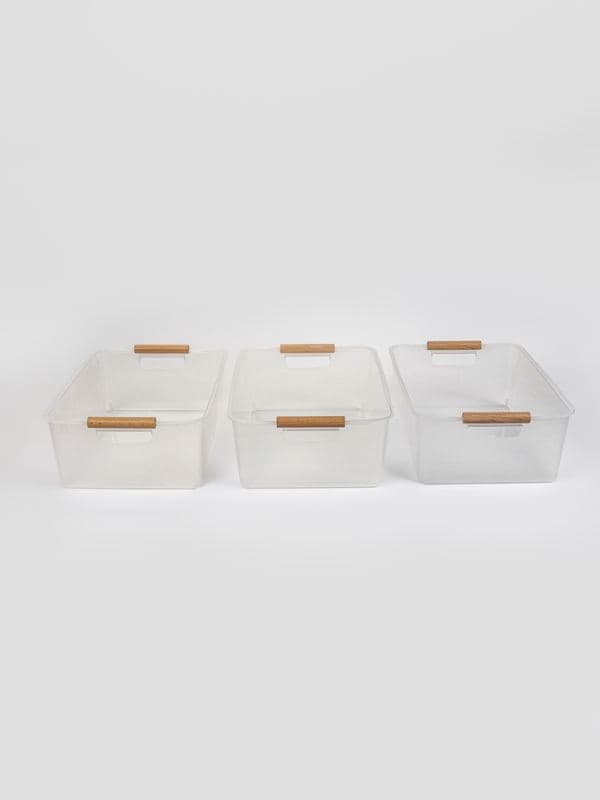 Корзины для хранения Wood Fusion, набор 3 шт.: 33×23×11 см, пластик, буковое дерево — фото 4