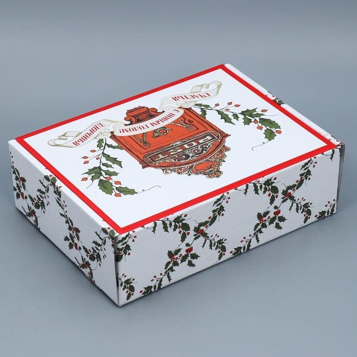 Коробка подарочная новогодняя складная «Ретро почта», 30.5×22×9.5 см, Новый год — фото 5