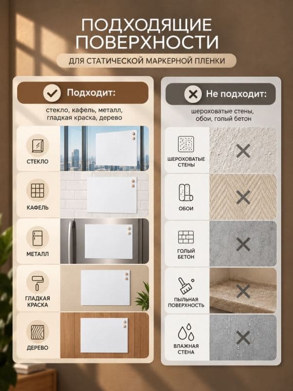 Доска маркерная электростатическая, белая, 45×100 см, CALLIGRATA — фото 2
