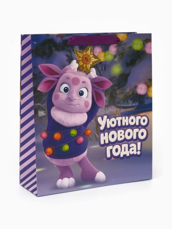 Пакет подарочный «Новый год», Лунтик, M. 26 х 9 х 30 см — фото 1