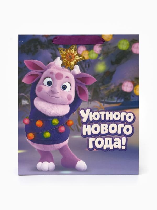 Пакет подарочный «Новый год», Лунтик, M. 26 х 9 х 30 см — фото 2
