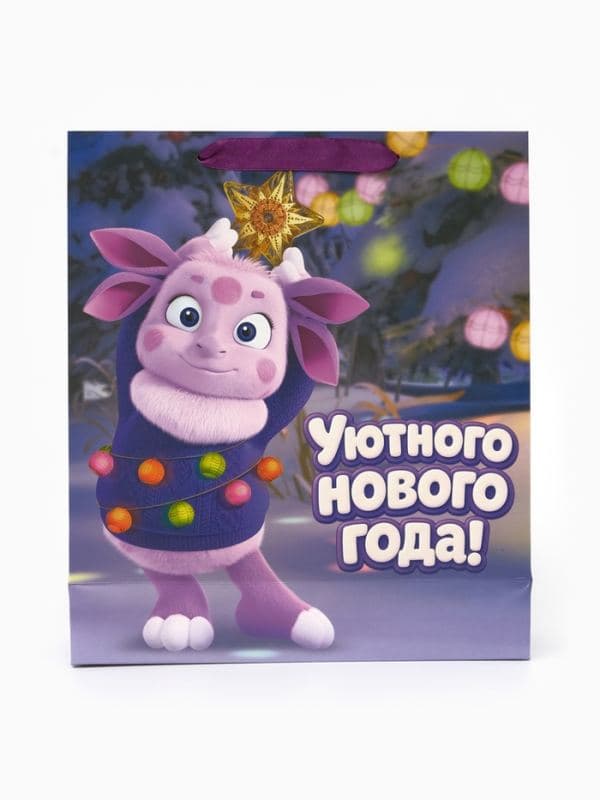 Пакет подарочный «Новый год», Лунтик, M. 26 х 9 х 30 см — фото 4