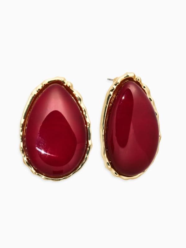 Серьги «Винтаж», капля, бордовые в золоте — фото 2