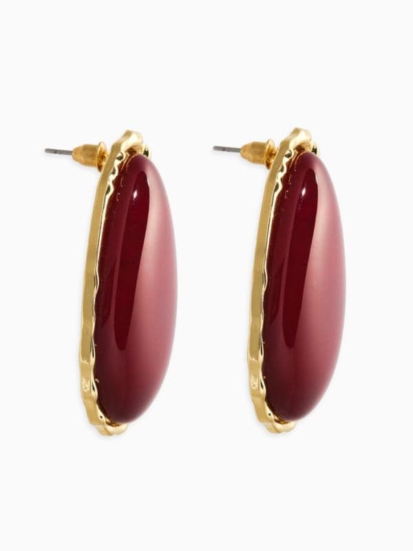 Серьги «Винтаж», капля, бордовые в золоте — фото 4