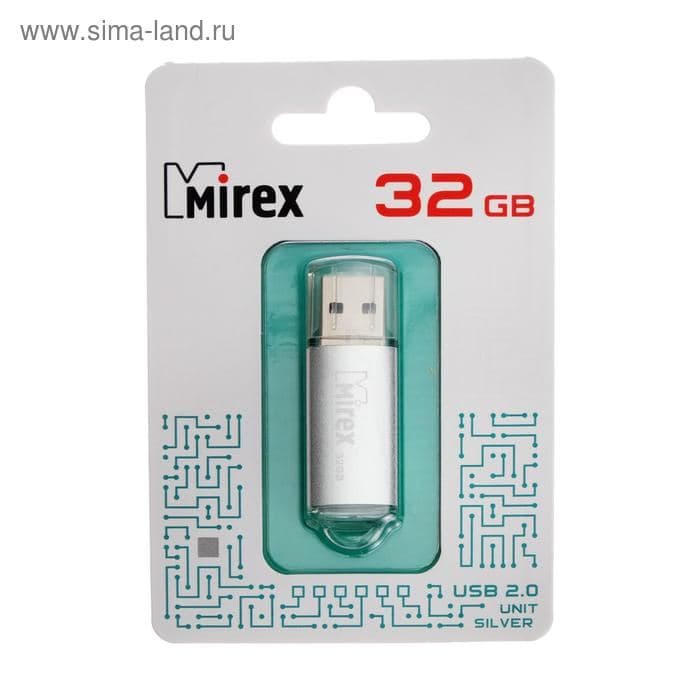 Флешка Mirex UNIT SILVER, 32 ГБ, USB 2.0, чтение до 25 Мб/с, запись до 15 Мб/с, серебристая — фото 2
