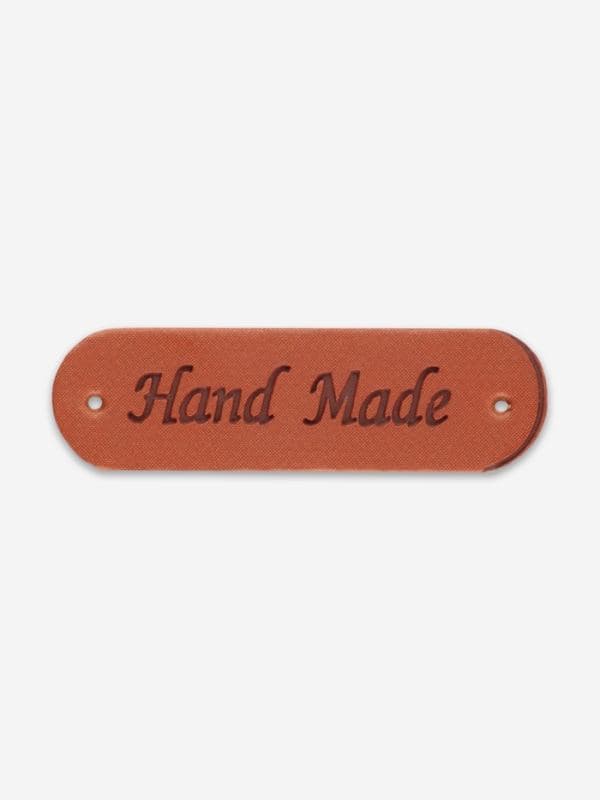 Нашивки Hand made, 4.5×1.3 см, 10 шт., коричневые — фото 2