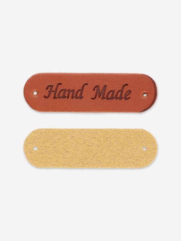 Нашивки Hand made, 4.5×1.3 см, 10 шт., коричневые — фото 4