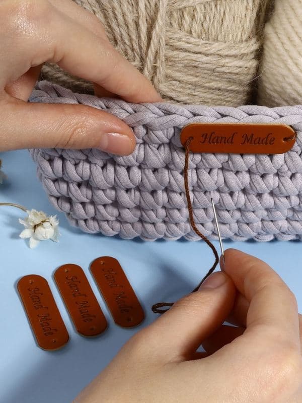 Нашивки Hand made, 4.5×1.3 см, 10 шт., коричневые — фото 5